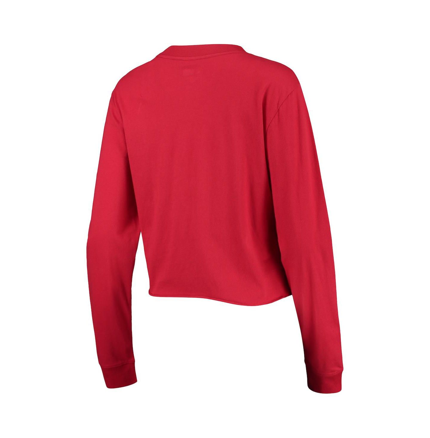 Женская футболка New Era Red Washington Nationals Baby Jersey Cropped Long Sleeve — фото 4