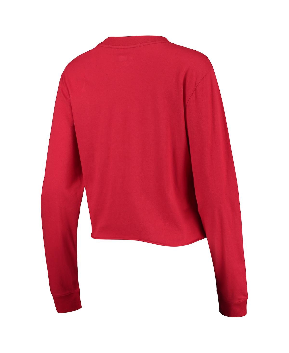 Shop New Era Women's  Red Washington Nationals Baby Jersey Cropped Long Sleeve T-shirt