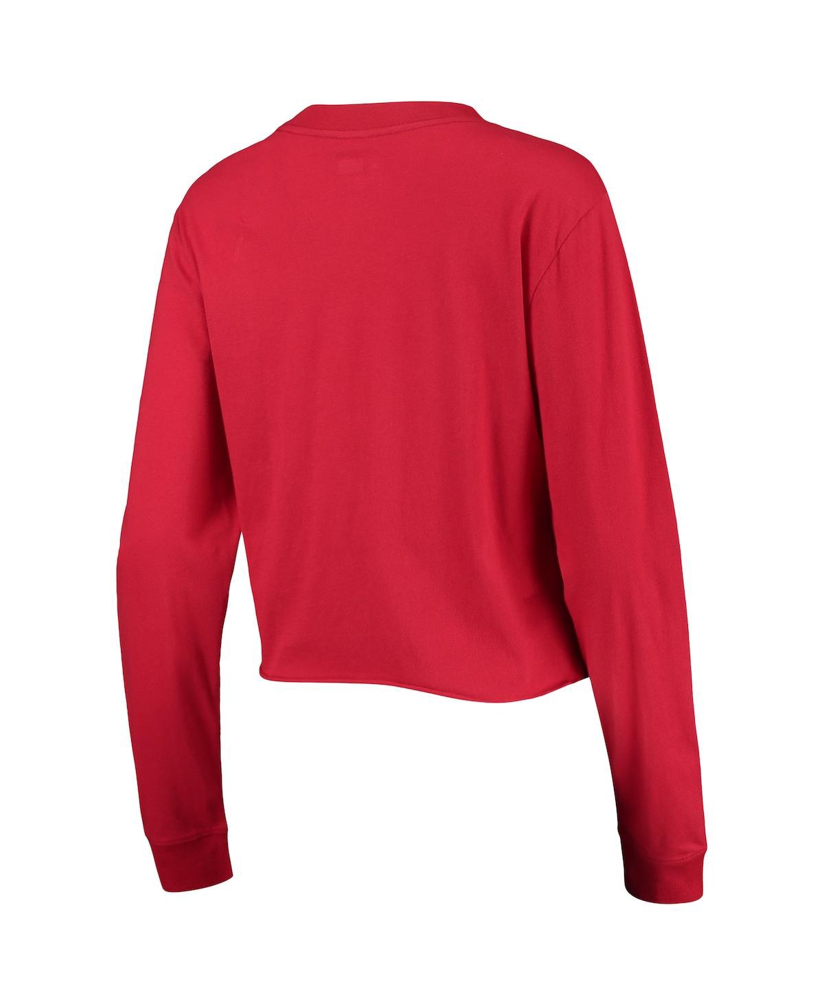 NEW ERA WOMEN'S NEW ERA RED WASHINGTON NATIONALS BABY JERSEY CROPPED LONG SLEEVE T-SHIRT 