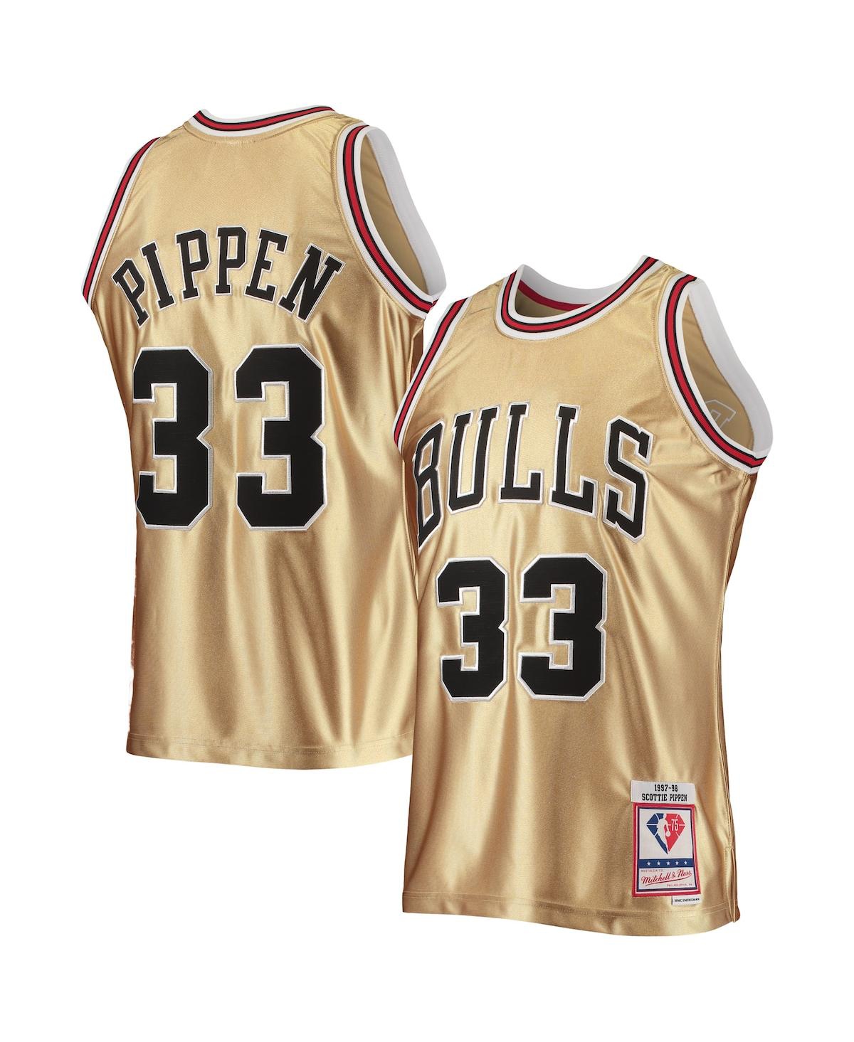 Men's Mitchell & Ness Scottie Pippen Gold Chicago Bulls 75th Anniversary 1997-98 Hardwood Classics Swingman Jersey - Gold