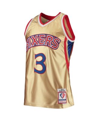Men's Allen Iverson Gold Philadelphia 76ers 75th Anniversary 1996-97 Hardwood Classics Swingman Jersey