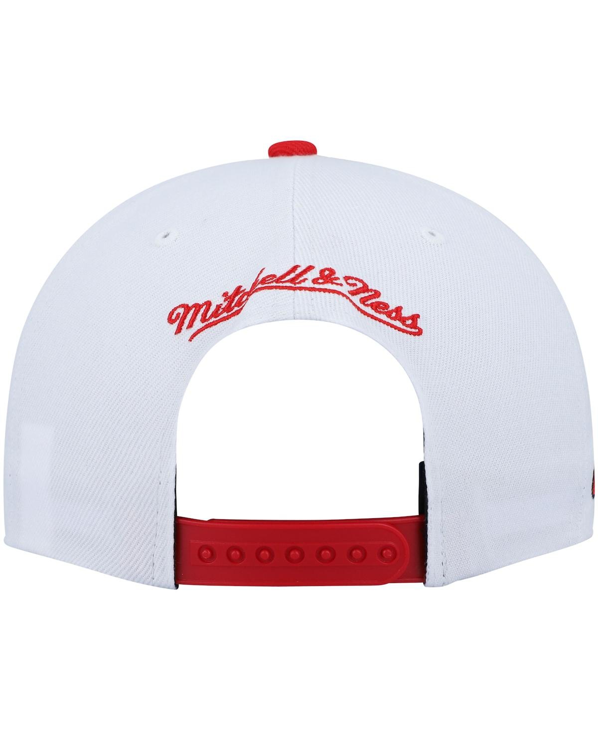Mitchell & Ness Men's  White And Red Chicago Bulls Hardwood Classics Snapback Hat In White,red