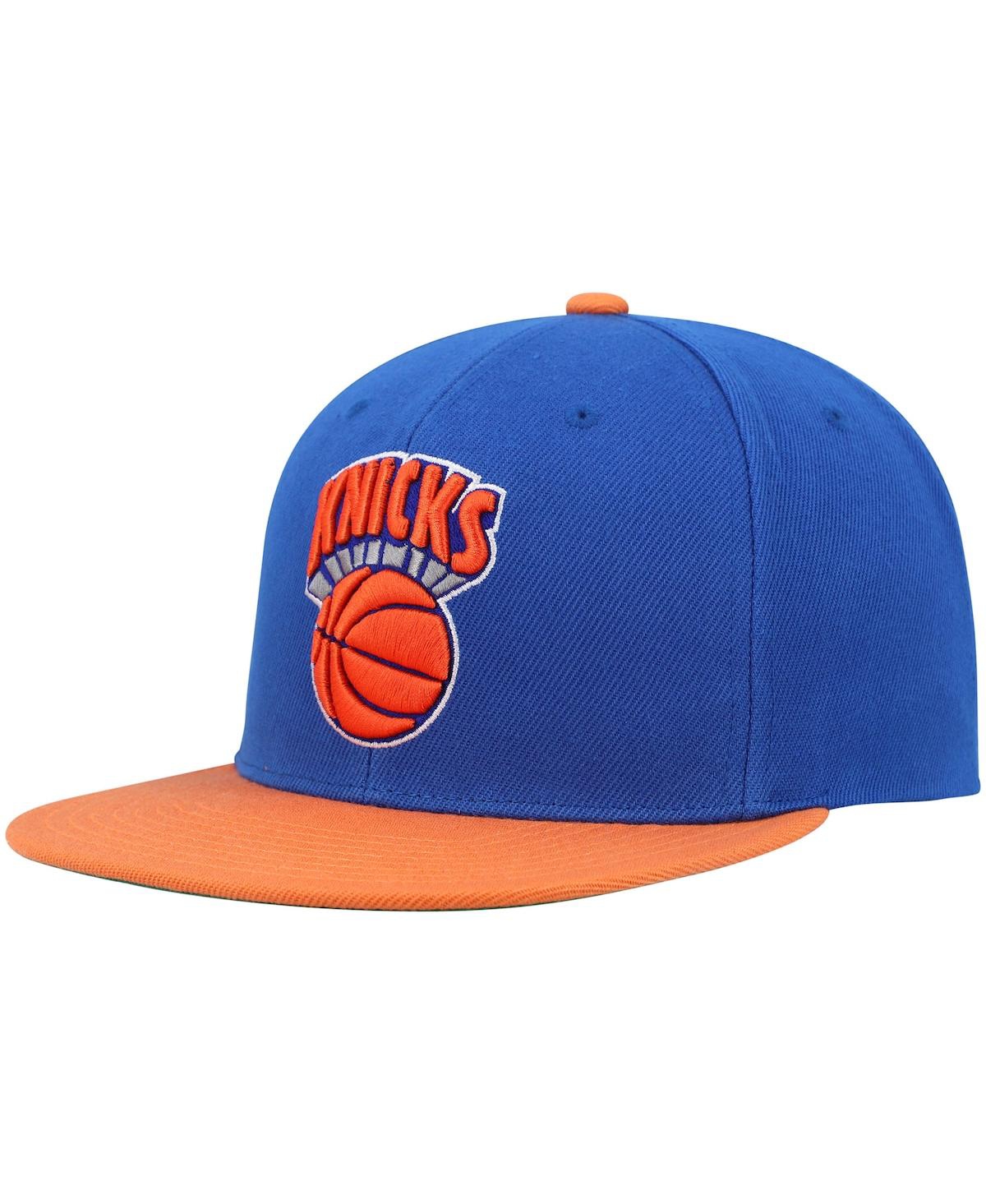 Mitchell & Ness Men's  Blue And Orange New York Knicks Hardwood Classics Snapback Hat In Blue,orange