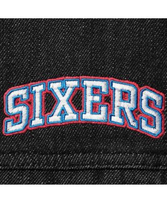 Women's Black Philadelphia 76ers Patch Denim Button-Up Jacket