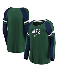 Women's Branded Green, Navy Utah Jazz Iconic Flashy Long Sleeve T-shirt
