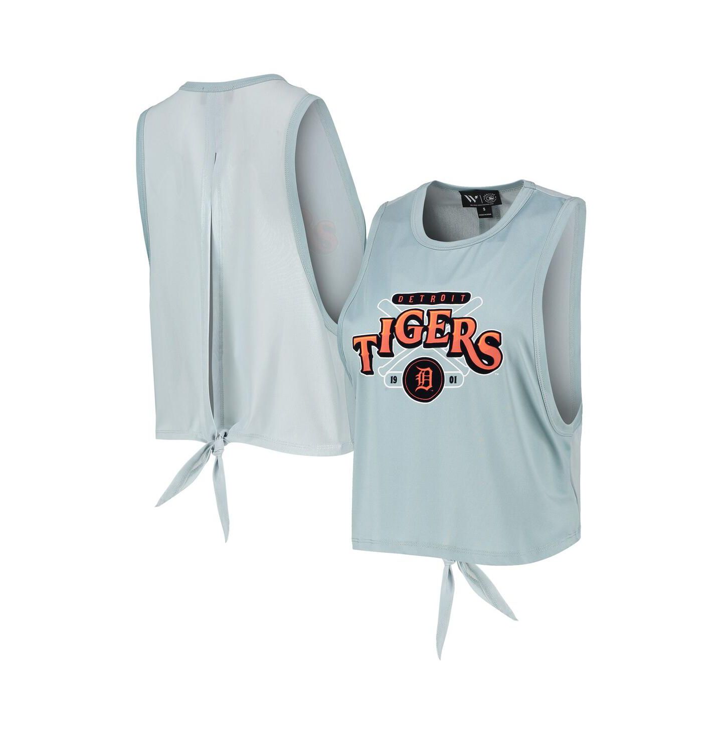 Женский топ The Wild Collective Light Blue Detroit Tigers Open Back Twist-Tie — фото 1
