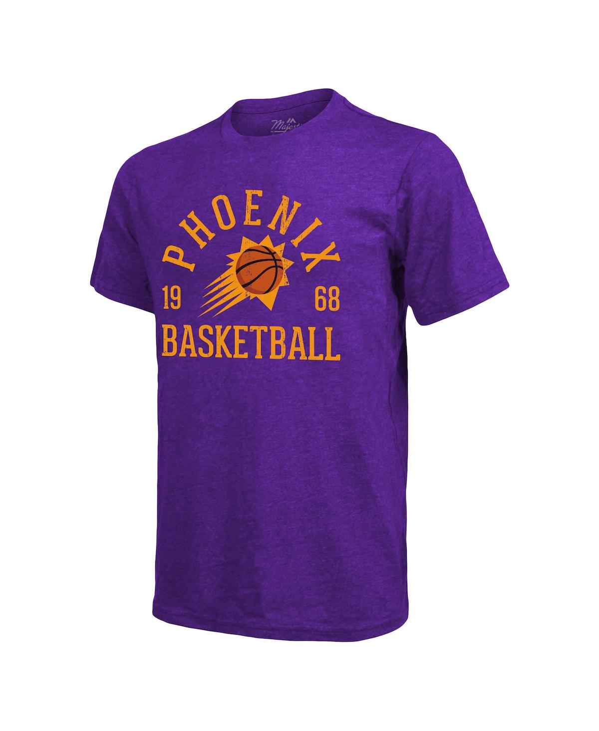 Shop Majestic Men's  Threads Heathered Purple Phoenix Suns Ball Hog Tri-blend T-shirt