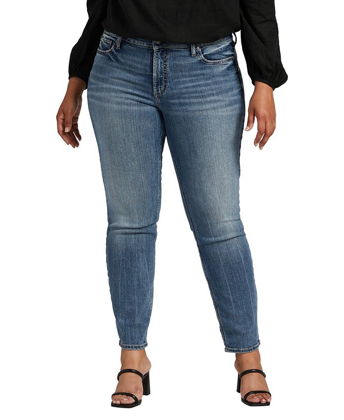 Silver Jeans Co. Plus Size Suki Mid Rise Straight Leg Jeans & Reviews -  Jeans - Plus Sizes - Macy's