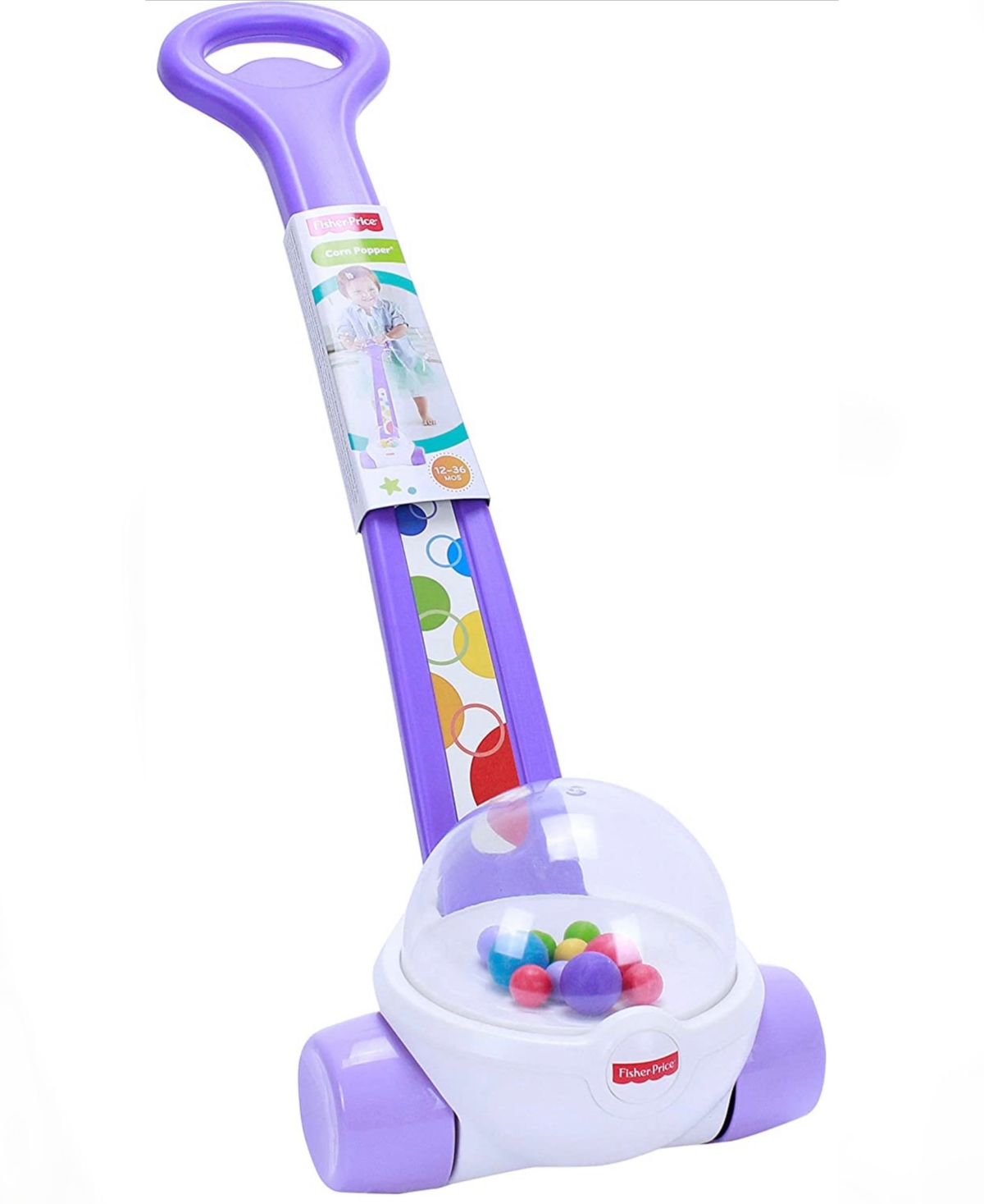 Fisher Price Shiny Purple Motivational Corn Popping Baby Hold On Walking Stick In Multi Colored Plastic