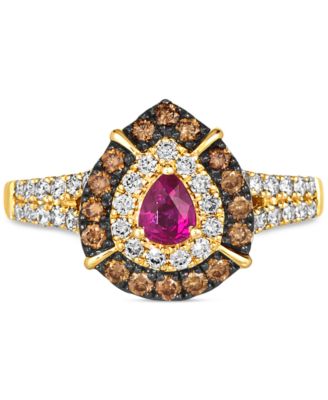 Passion Ruby (1/4 ct. t.w.) & Diamond (3/4 ct. t.w.) Halo Ring in 14k Gold