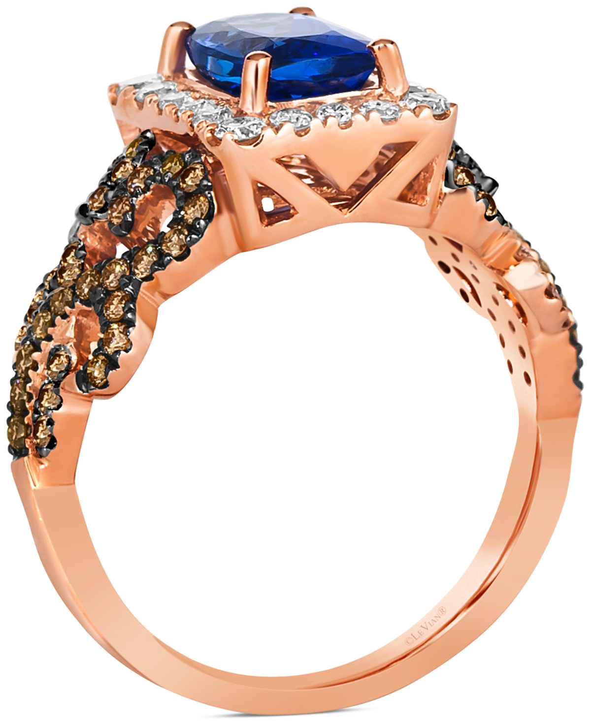 Le Vian Blueberry(1-1/4 ct. t.w.) & Diamond (3/4 ct. t.w.) Braided Halo Ring in 14k Rose Gold - Tanzanite