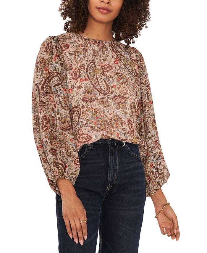 Vince Camuto Women's Crewneck BlousonSleeve Blouse Macy's
