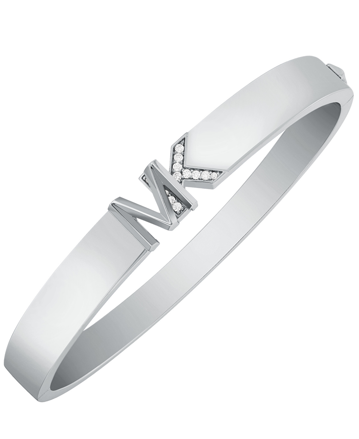 Michael Kors Brass Bangle Bracelet In Silver Plating