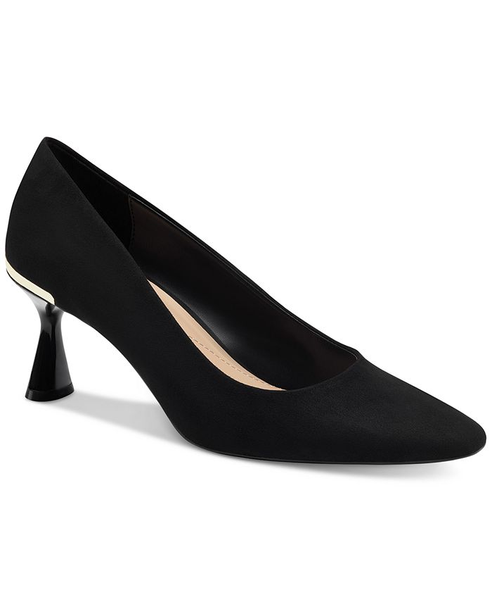 Macy's black sales suede pumps