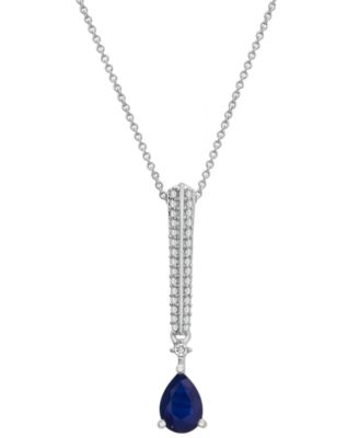 Macy's - Lab-grown Sapphire (3/4 ct. t.w.) & Diamond Accent 18" Pendant Necklace in Sterling Silver