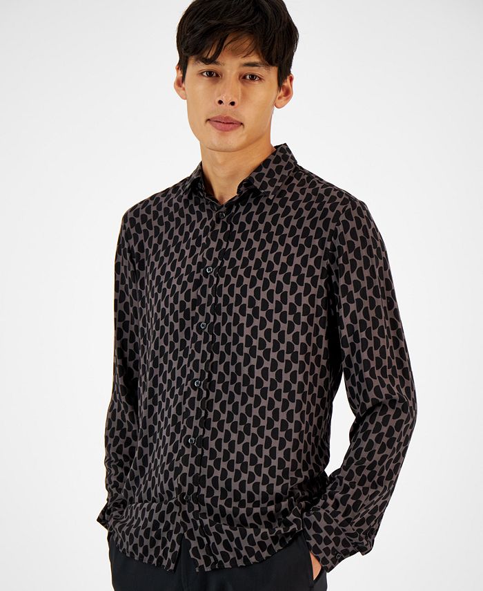 HUGO Men's Emero Relaxed-Fit Geometric Print Shirt - Macy's