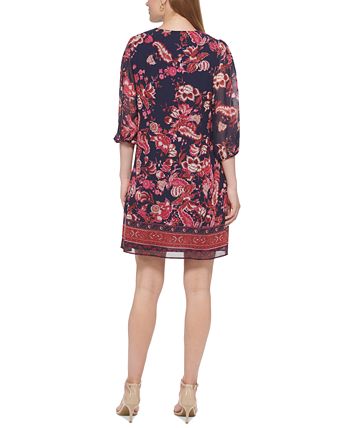 Vince Camuto Tie-Sleeve Chiffon Dress - Macy's