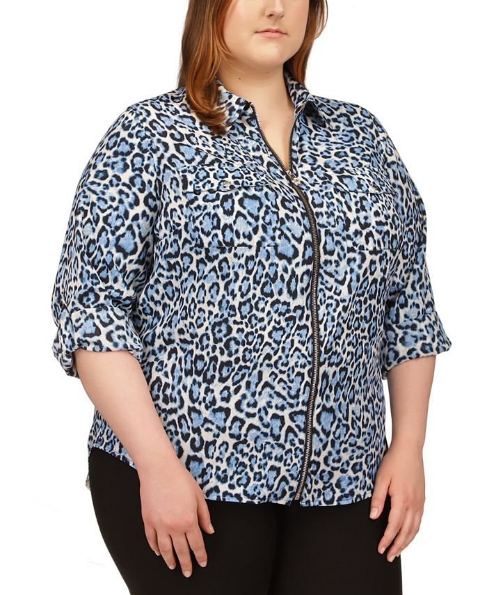 Michael Kors Plus Size Zippered Shirt & Reviews - Tops - Plus Sizes - Macy's