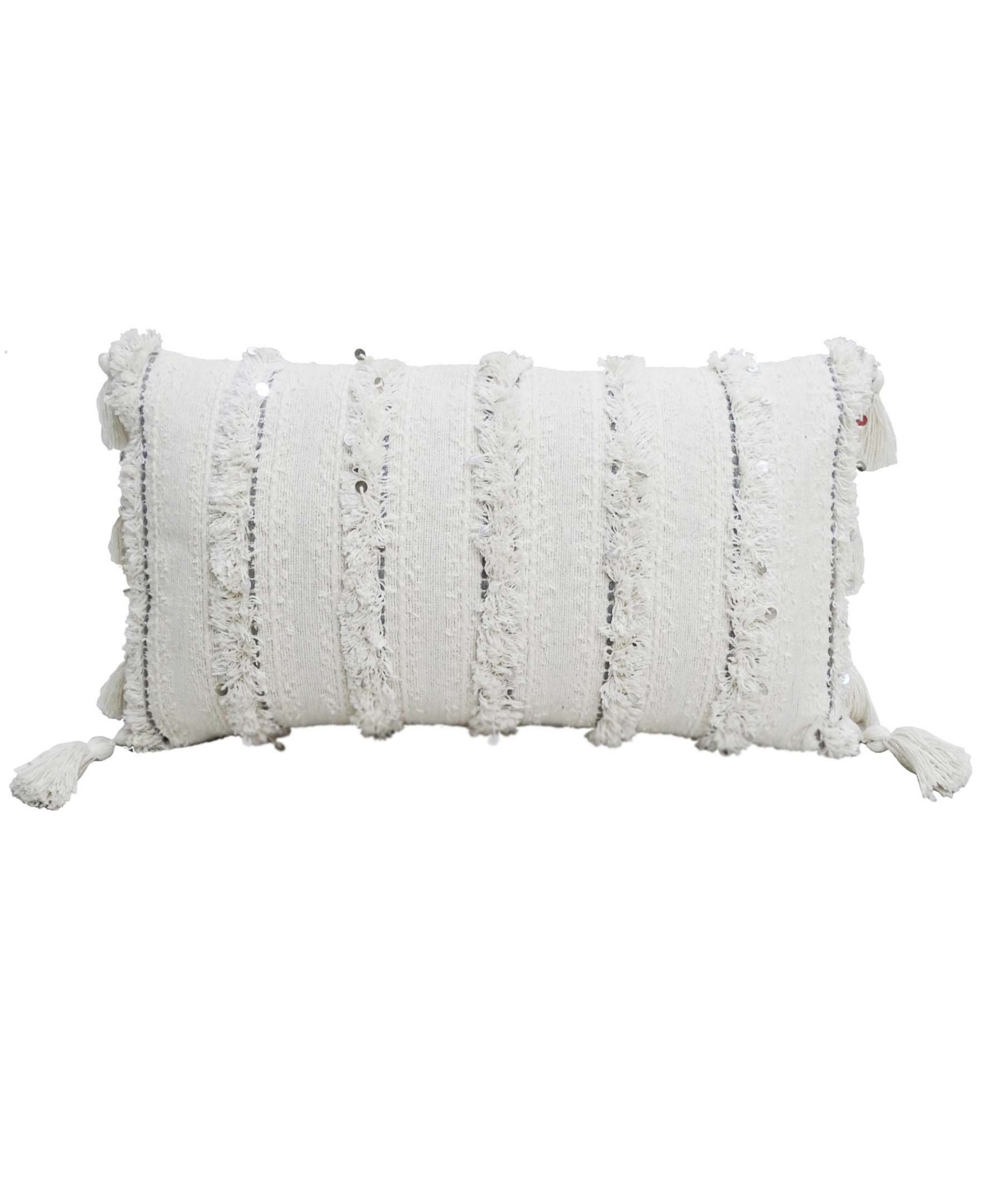Vibhsa Christmas Pillow For Holidays-sparkles, 24" X 14" In Ivory