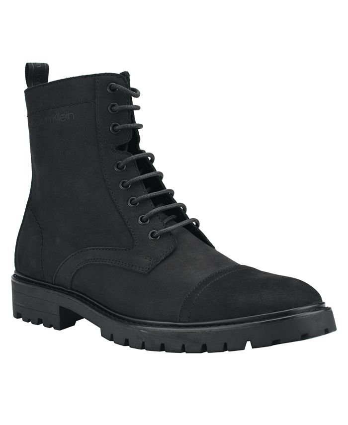 Calvin Klein Ballard Epi Textured Leather Boots in Black for Men