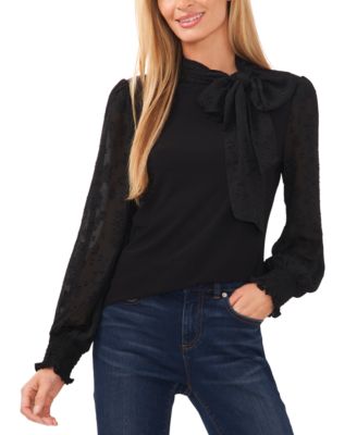 CeCe - Women's Floral-Jacquard Long-Sleeve Knit Top