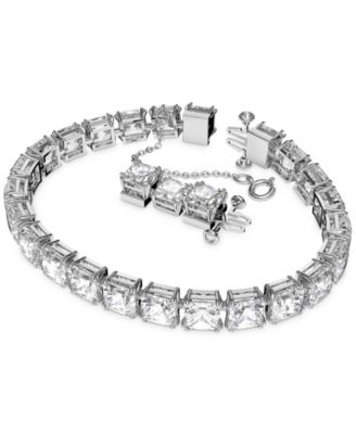 Rhodium-Plated Square-Crystal Flex Bracelet