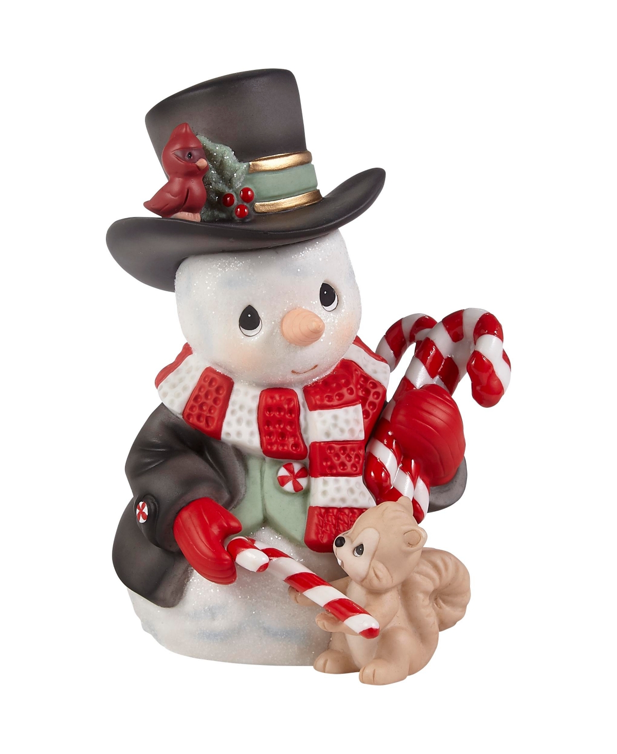 221015 Wishing You a Sweet Season Annual Snowman Bisque Porcelain Figurine - Multicolor