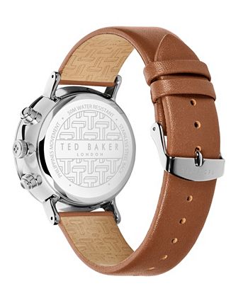 Ted Baker Men s Barnett Backlight Tan Leather Strap Watch 41mm