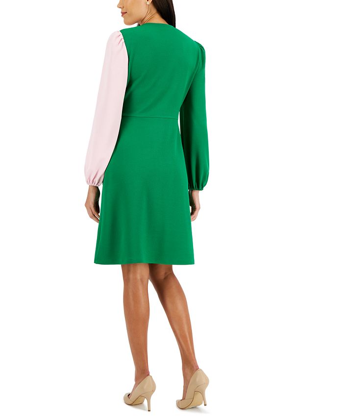 Kasper Colorblocked Surplice Side-Tie Dress - Macy's