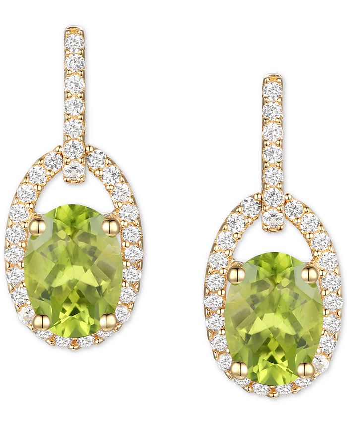 Macy s Peridot 1 5 8 ct. t.w. Diamond 1 5 ct. t.w. Halo Drop