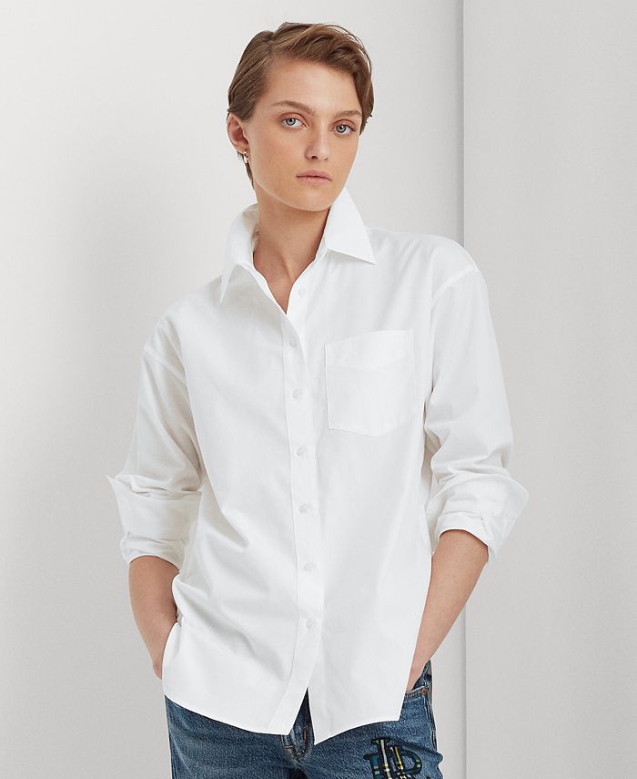 Lauren Ralph Lauren Boyfriend Broadcloth Shirt - Macy's