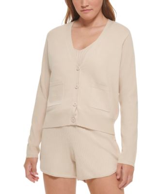 Calvin Klein Jeans - Women's Ribbed-Sleeve Button-Front Cardigan