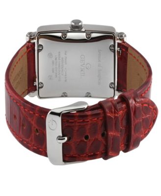 Women's Avenue of Americas Mini Swiss Quartz Italian Red Leather Strap Watch 32mm
