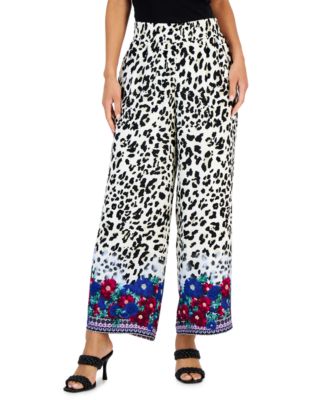 JM Collection - Women's Leopard-Print Wide-Leg Pants