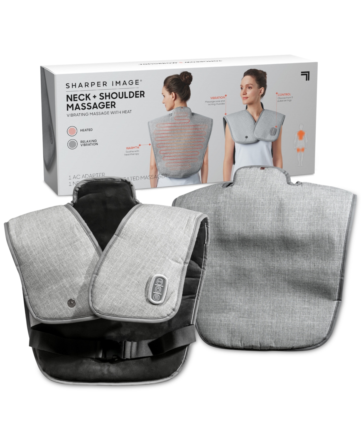 Sharper Image Heated Neck & Shoulder Massager In Grey