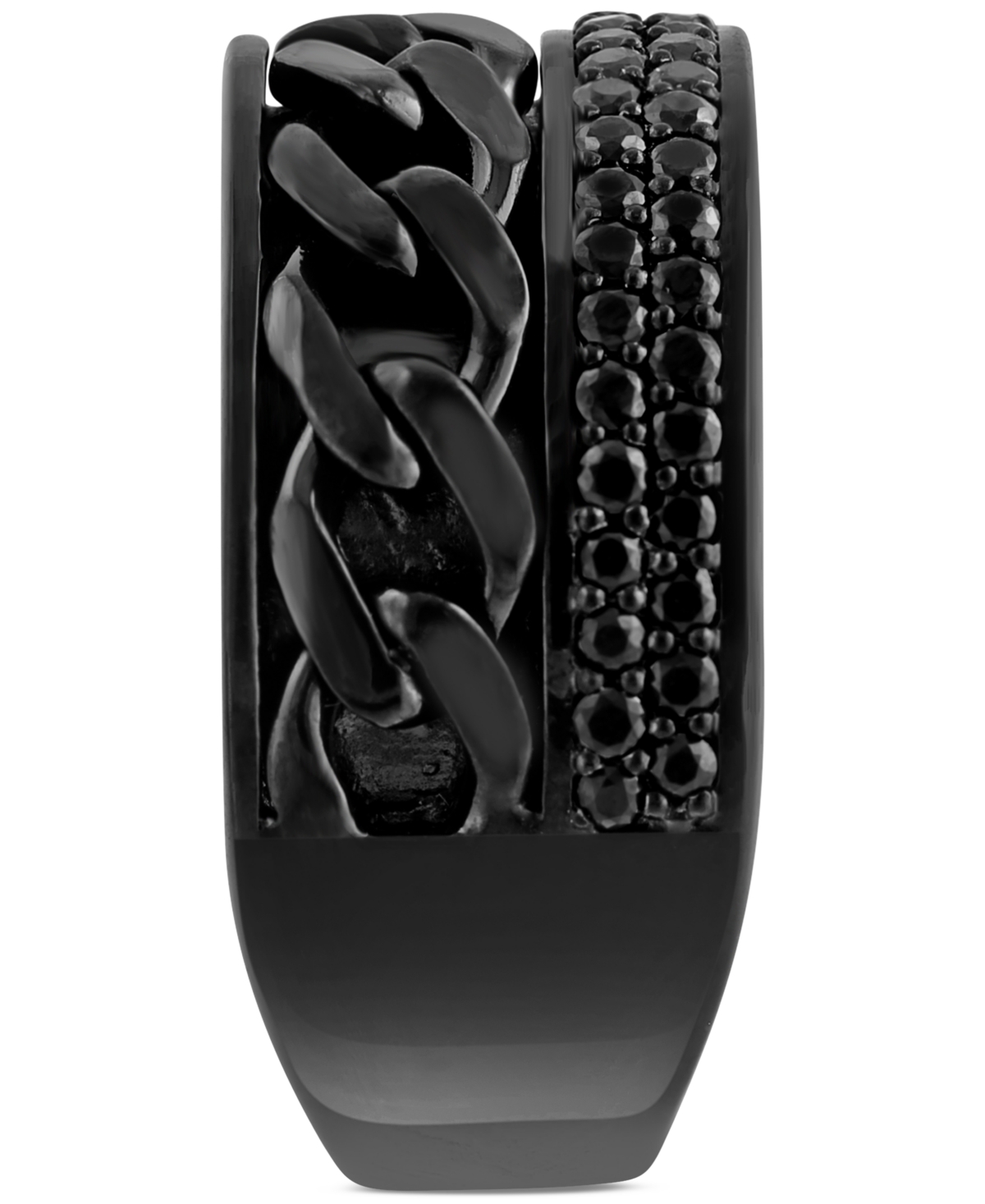 Effy Men'sSpinel Pave Chain Link Ring (1 ct. t.w.) inPvd-Plated Sterling Silver - Black