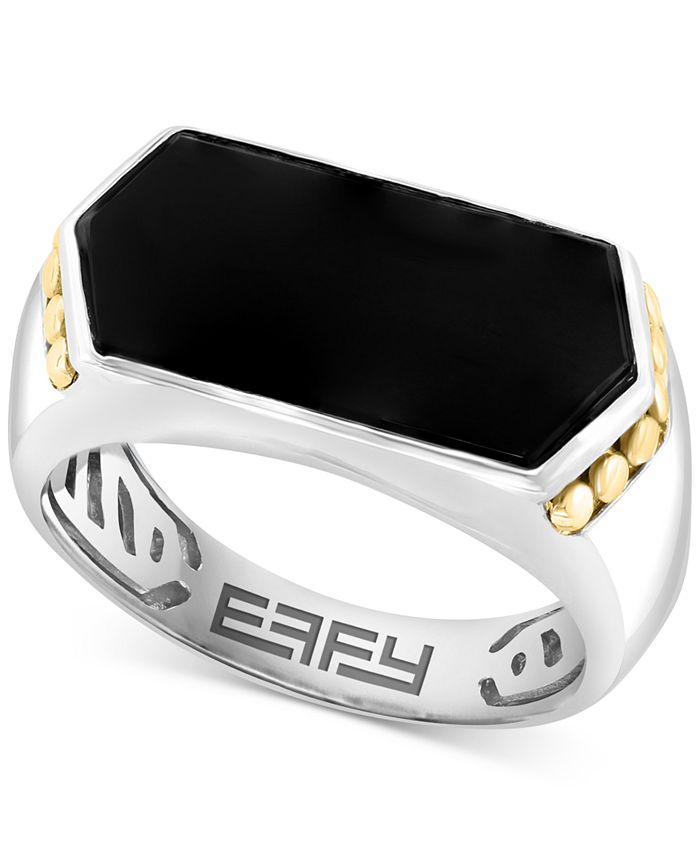 EFFY Collection EFFY® Men's Onyx TwoTone Ring in Sterling Silver & 14k