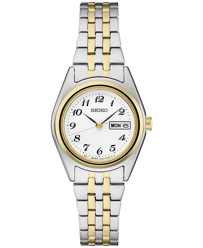 Seiko Women s Analog Essentials Two Tone Stainless Steel Bracelet