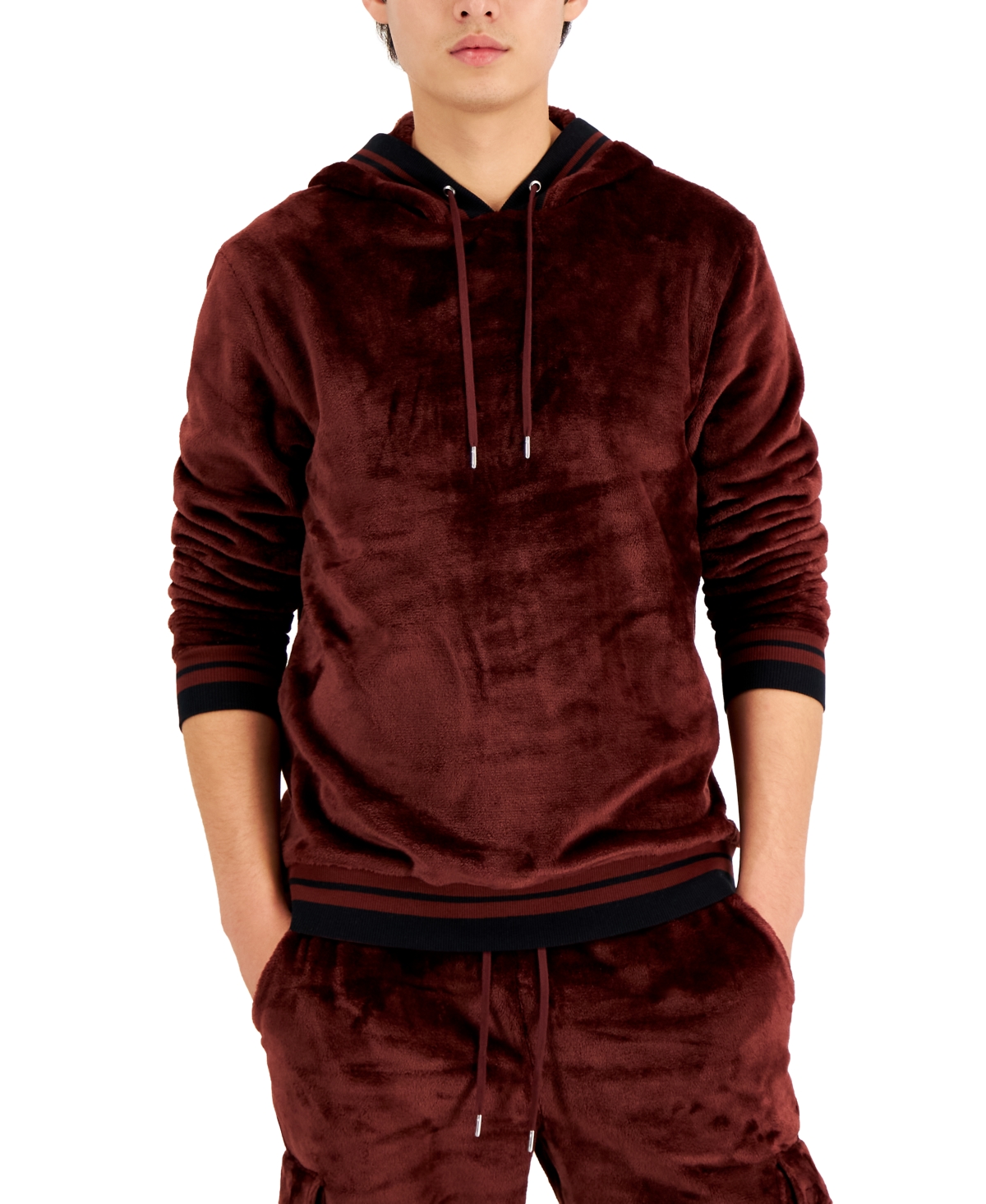 Inc International Concepts I.n.c. International Concepts Men s Regular Fit Ribbed Velour Hoodie Created for Macy s Smart Closet
