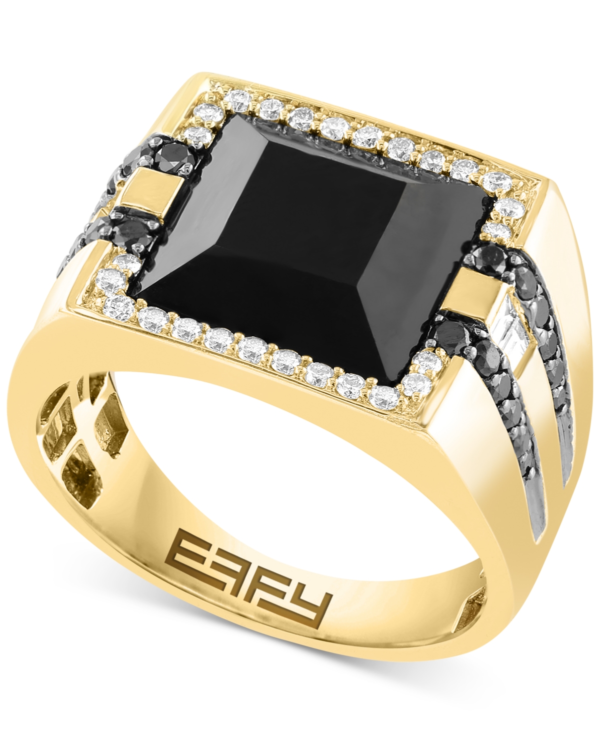 Effy Men's Onyx & Diamond Ring (3/4 ct. t.w.) in 14k Gold - Gold