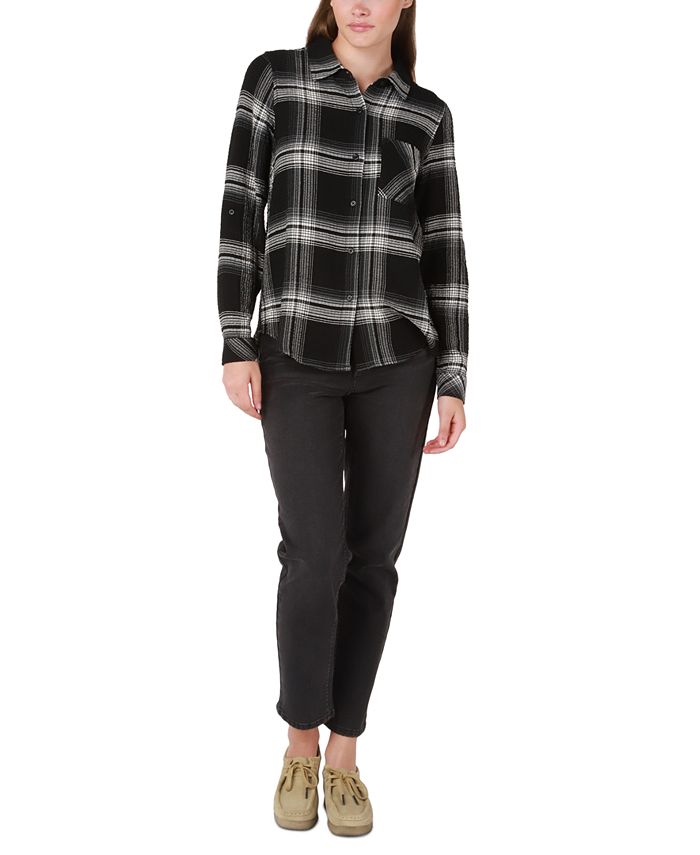 Black Tape Women's ButtonFront Plaid Shirt Macy's