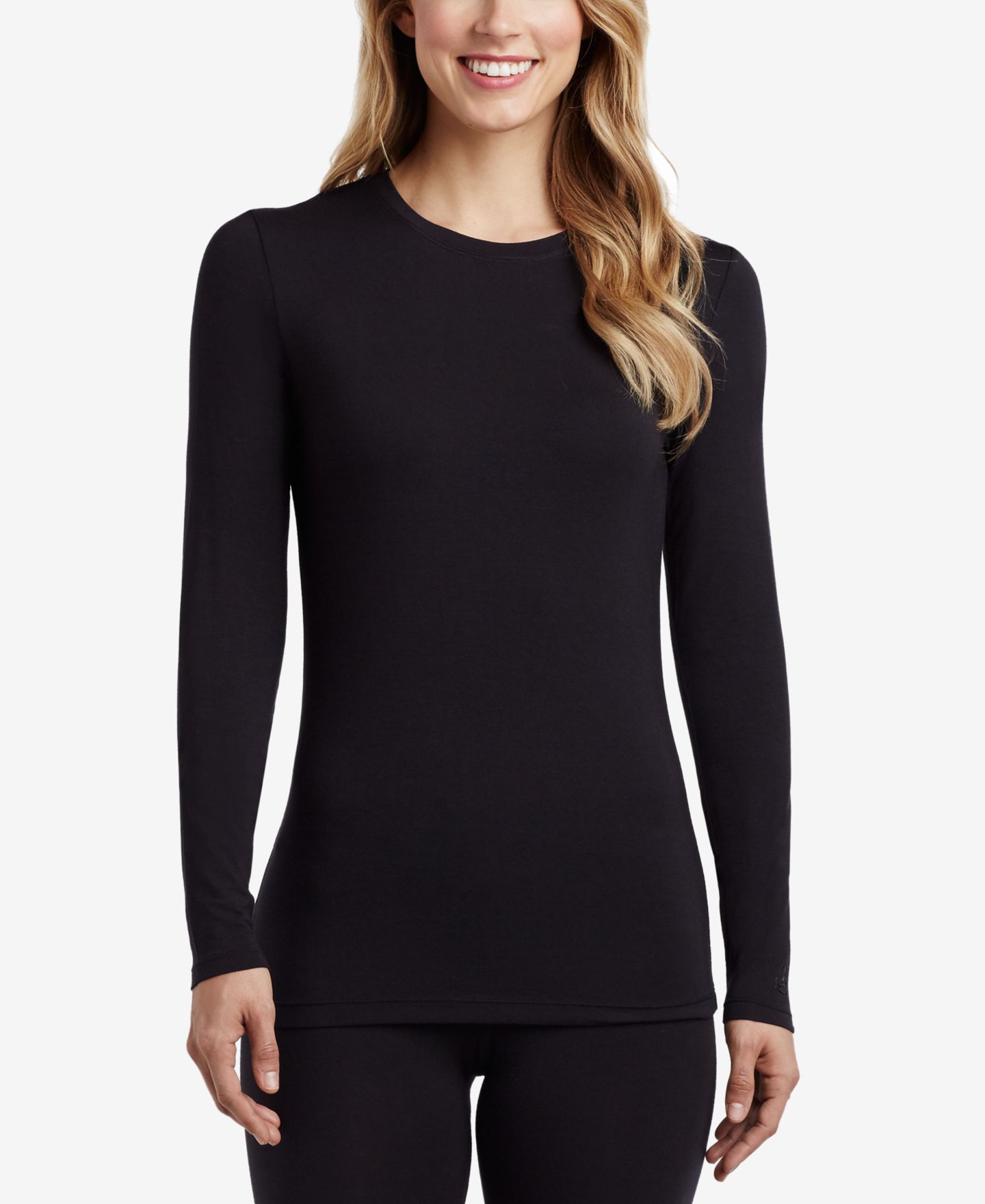 Женский топ Cuddl Duds Softwear with Stretch Long-Sleeve Layering Top, цвет: Чёрный — фото 5