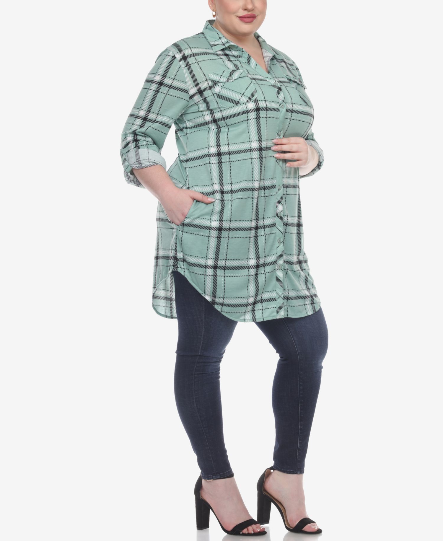 Plus Size Plaid Tunic Top