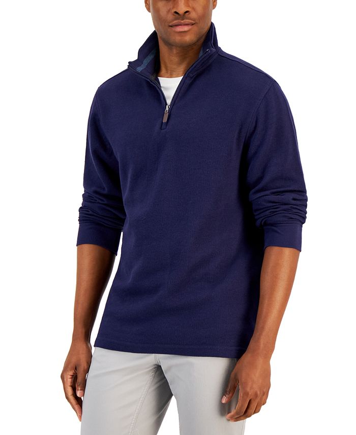 Club Room Men's Solid Classic-Fit French Rib Quarter-Zip Sweater ...