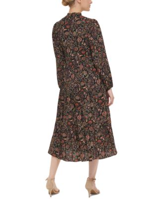 Jessica Howard Petite Paisley-Print Split-Neck Midi Dress