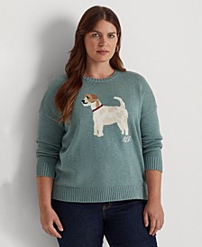 Plus-Size Intarsia-Knit Cotton Sweater