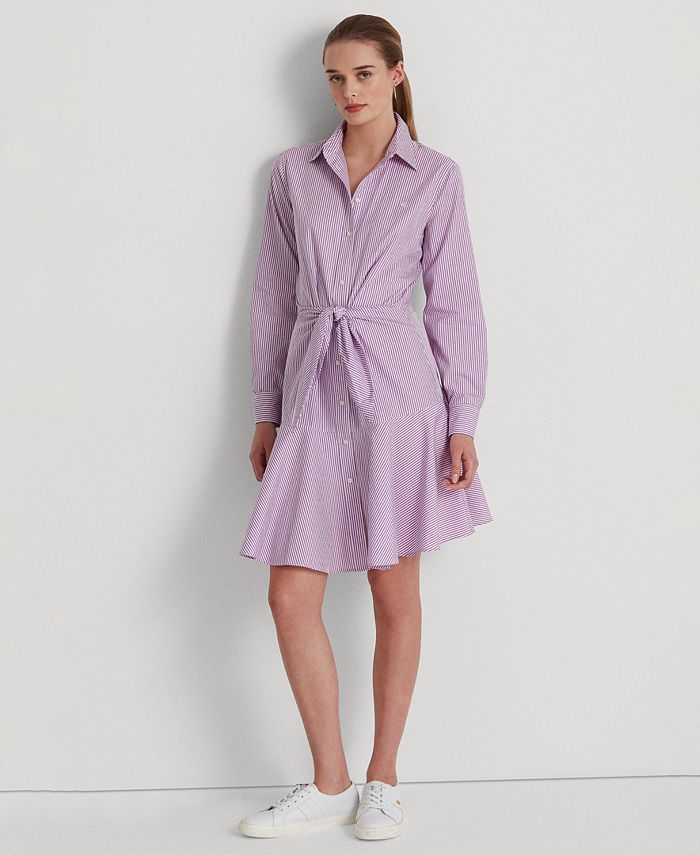 Lauren Ralph Lauren Striped Cotton Broadcloth Shirtdress & Reviews -  Dresses - Women - Macy's