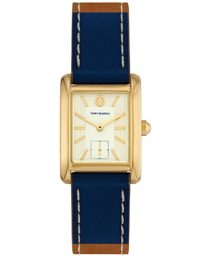 Tory Burch Women's The Eleanor Navy & Brown Leather Strap Watch 24mm &  Reviews - All Watches - Jewelry & Watches - Macy's