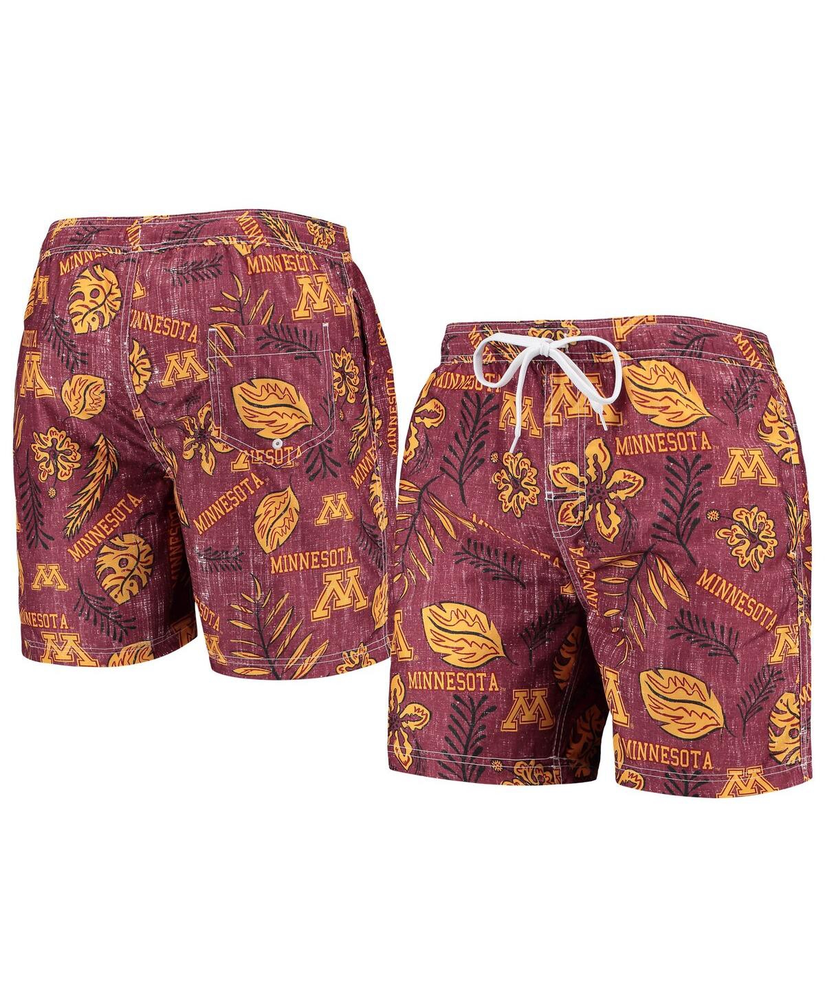 Shop Wes & Willy Men's  Maroon Minnesota Golden Gophers Vintage Floral Swim Trunks