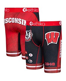 Youth Boys Black and Red Wisconsin Badgers Collegiate Schoolin' Boxers Briefs
